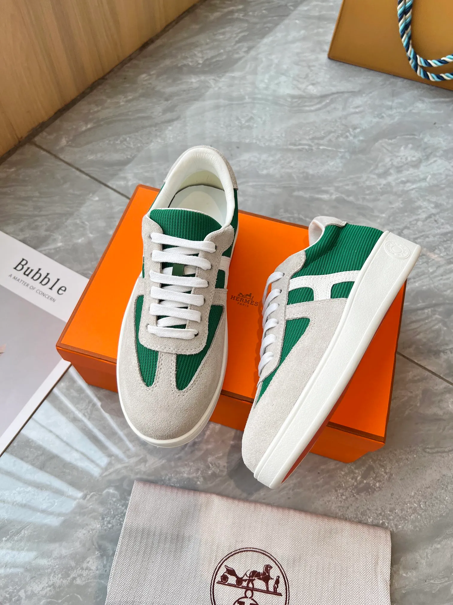 👟👟Ex-factory price 480👟👟 French direct mail HERMES/Hermès flat fashion sports and casual shoes Korean style lace-up mesh lightweight! ! Breathable and comfortable, standard size 35/40 (41 can be customized and will not be returned)